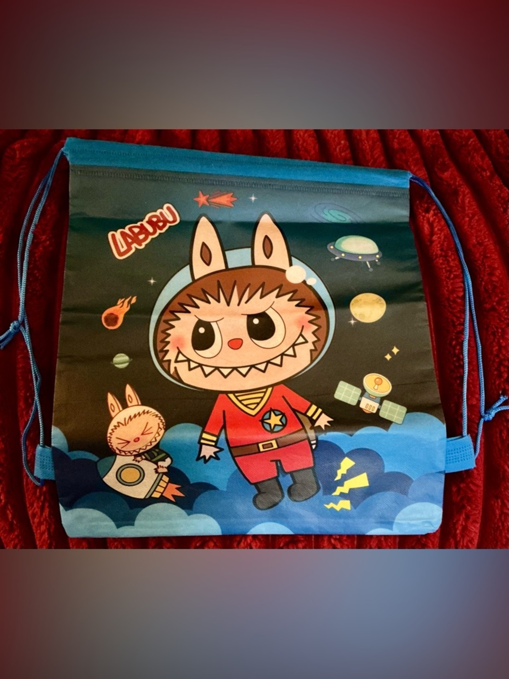 Labubu Space Plush Toy Storage Bag - Blue